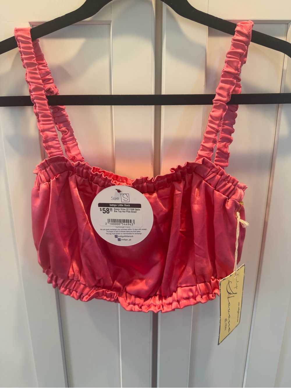 Size-sm NWT boutique Silky Pink Ruffle Bralette/top